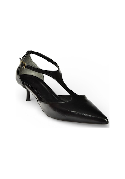 Fox Shoes Y480569960 Siyah Rustik Mini İnce Topuklu Sivri Burun Kadın Ayakkabı Siyah