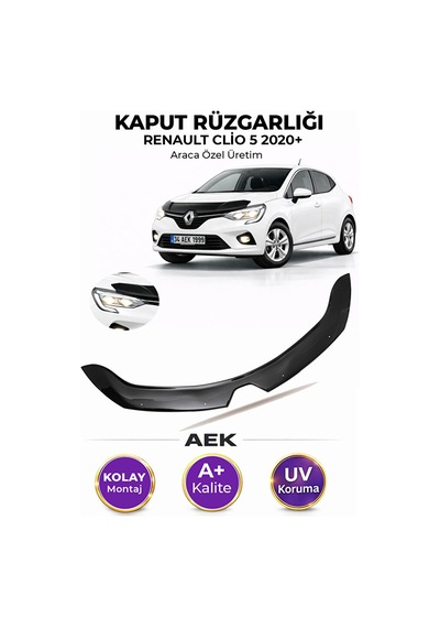 Renault Clio 5 2019+ Araca Özel Üretim "4mm" Kaput Rüzgarlığı A+