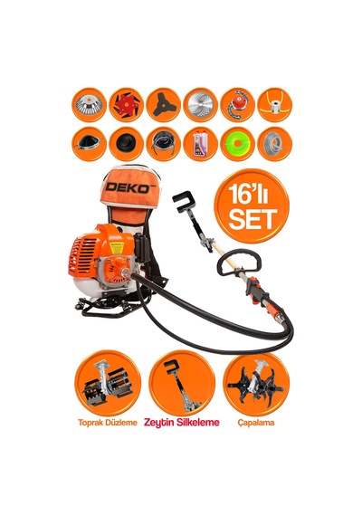 Deko Dkzy16 Yeni Nesil Özel Sırt Tırpan + Çapalama Seti + Zeytin Toplama 16 Parça Full Set