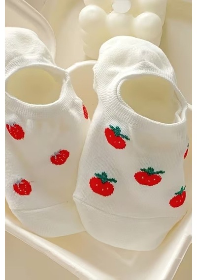 Hitit Socks Kadın 5 Çift Premium Kalite Meyve Ve Çiçek Desenl... Çok Renkli