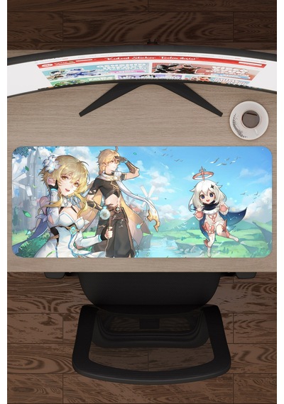 Aether Lumine Genshin Impact Anime Gacha V5 - 70x30 Xl Gaming Mouse Pad Fare Altlığı