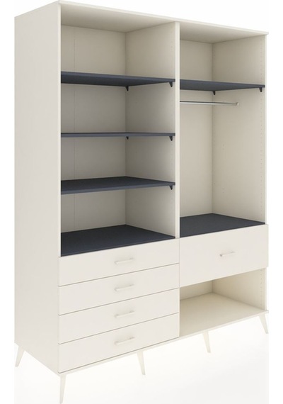 Kronos Gardrop 6 Raflı 5 Çekmeceli Tek Askılı 176x59x221 Aytaşı-antrasit/aytaşı Beyaz Kronos Gardrop 6 Raflı 5 Çekmeceli Tek Askılı 176x59x221 Aytaşı-antrasit/aytaşı Beyaz