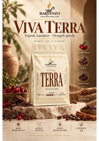 Barvenzo Viva Terra 250 G Dengeli Karakter Nitelikli Kahve Espresso