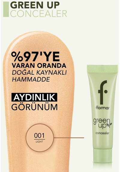 Flormar Nemli Ve Aydınlık Görünüm Veren Vegan Likit Kapatıcı-green Up Concealer-001 Lıght-4251903322249