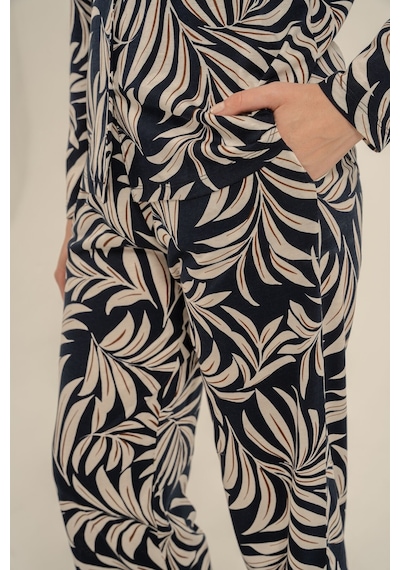 Arnetta Kadın Lacivert Çiçek Desenli Gömlek Pijama Takımı Ar3739-s-v1 Ar3739-s-v1