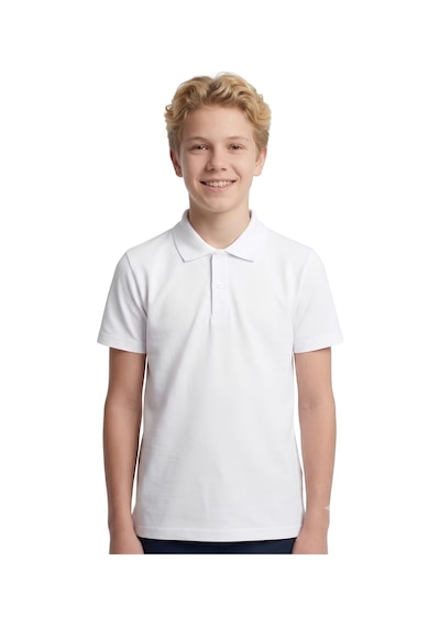 Modanino Erkek Çocuk %100 Pamuk Ve Okul Tarz T-shirt 4-16 Yaş 12726at Beyaz