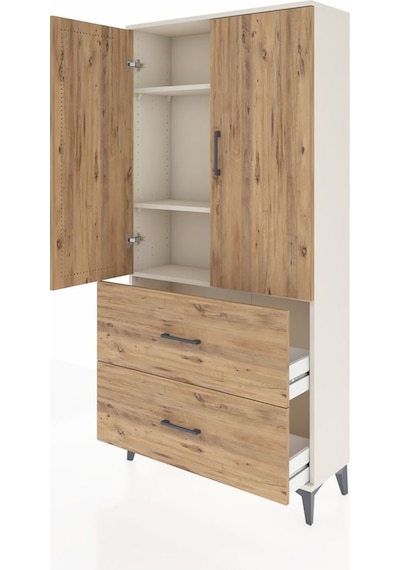 Arges Dolap 3 Raflı 2 Çekmeceli 2 Kapaklı 88x30x182 Aytaşı-çam Aytaşı