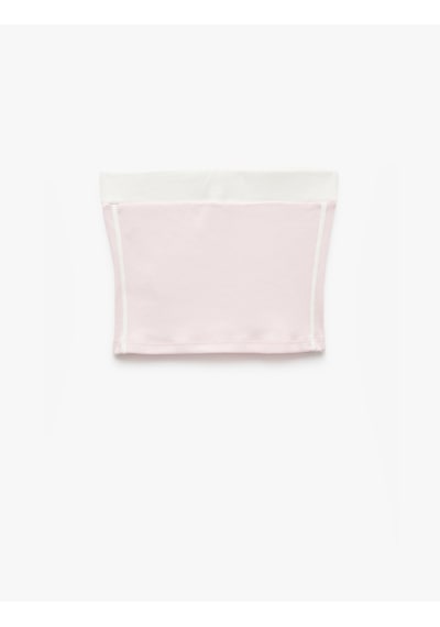 Koton Şerit Detaylı Kolsuz Baskılı Crop Straplez Body Pembe 5sal30277ık Gül