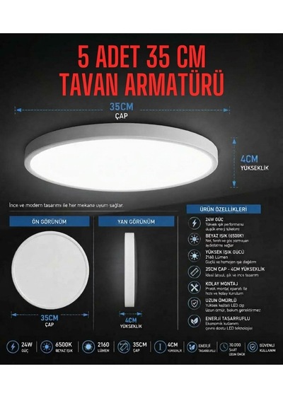 5 Adet --35 Cm Modern Tavana Sıfır Panel Led Avize 24watt 6500k Buz Beyazı Işık Uzun Ömürlü,ince Tasarım 24w Led Armatür / Buz Beyazı 6500k Tasarruflu Tavan Paneli Tavan Armatürü Beyaz 5 Adet --35 Cm Modern Tavana Sıfır Panel Led Avize 24watt 6500k Buz Beyazı Işık Uzun Ömürlü,ince Tasarım 24w Led Armatür / Buz Beyazı 6500k Tasarruflu Tavan Paneli Tavan Armatürü Beyaz