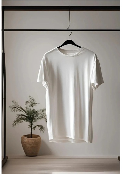 Vexor Kadın Bisiklet Yaka Oversize T-shirt Kırık Beyaz