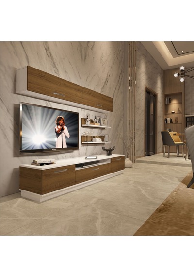Decoraktiv Trendstyle 5 Mdf Tv Ünitesi Tv Sehpası - Beyaz Pera Beyaz - Meşe