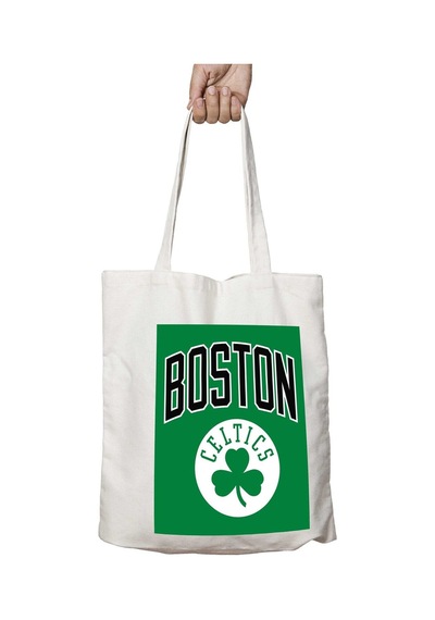 Art Hediye Nba Boston Celtics Logo İki Tarafı Kalıcı Baskılı Yıkanabilir Okul Plaj Omuz Bez Çantası Çok Renkli