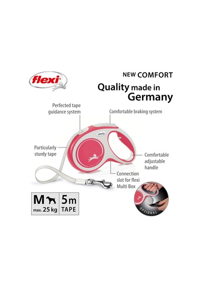 Flexi New Comfort M Beden Kırmızı 5mt Şerit Tasma 0.004 M - 0.032 M