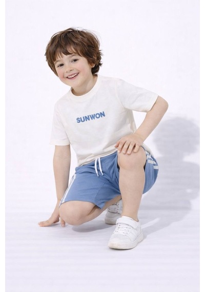 Miniko Kids Erkek Çocuk Sunwon Modelli Pamuk Şortlu Takım Mavi