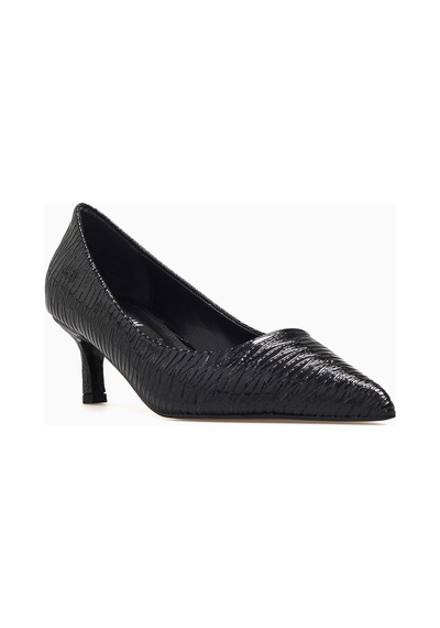 Kuum Kadın Stiletto Ayakkabı 26y K70-4318 Siyah Rugan