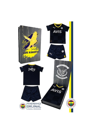 Fenerium Fenerbahçe Lisanslı Mini Lacivert Çocuk Forma Set Kanarya Baskılı Ahşap Kutulu Lacivert