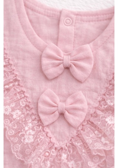 Kardeşler Bebe Müslin Body & Zıbın Fiyonk Detay Pembe
