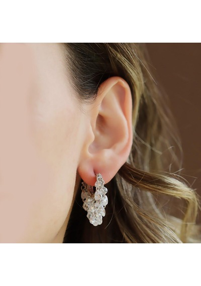 Damla Kristal Model Gümüş Küpe Gümüş
