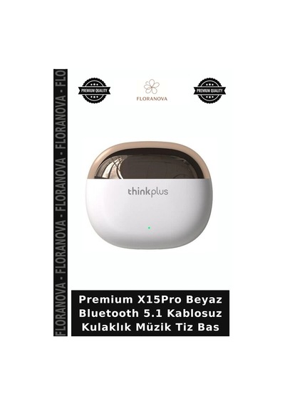 Premium X15pro Beyaz Bluetooth 5.1 Kablosuz Kulaklık Müzik Tiz Bas
