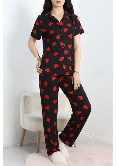 Seka Store Seka Milan Kumaş Düğmeli Pijama Takımı Siyahkırmızı1 - 750.1287. Çok Renkli Seka Store Seka Milan Kumaş Düğmeli Pijama Takımı Siyahkırmızı1 - 750.1287. Çok Renkli