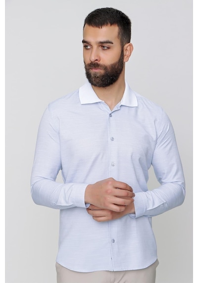 Efor G 1491 Slim Fit Koyu Mavi Spor Gömlek Mavi