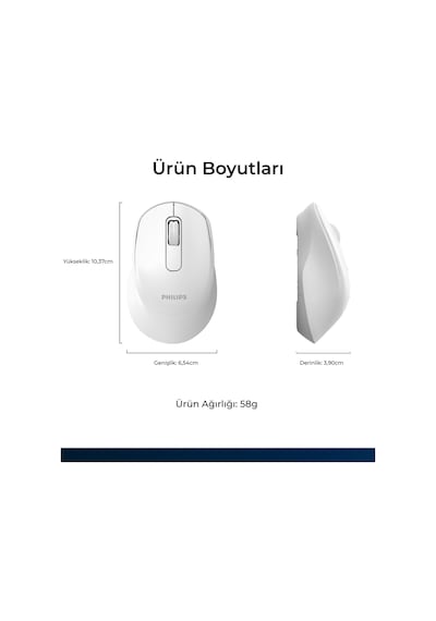 Philips SPK7448 Kablosuz Bluetooth 1600 DPI 4 Tuşlu Optik Mouse