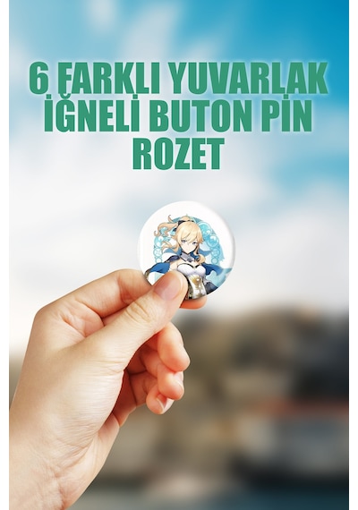 Jean Gunnhildr Genshin İmpact Çanta Süsü Rozet İğneli Buton Rozet Seti 6 Adet Çok Renkli