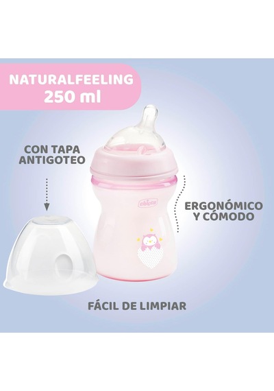 Natural Feeling Pp Biberon 250 Ml, 2ay +, Pembe