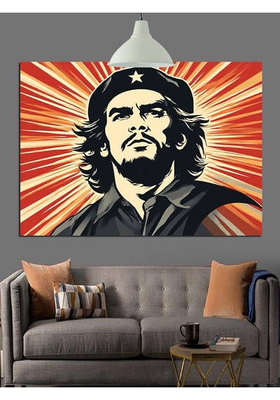 Che Guevara Siyah Portresi Dekoratif Kanvas - Mdf Ahşap Tablo