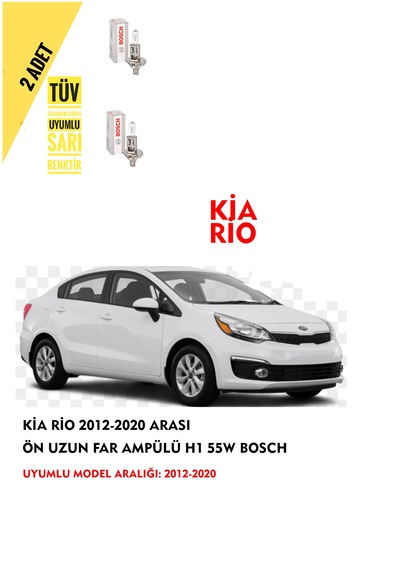Kia Rio 2012-2020 Arası Ön Uzun Far Ampülü 2 Adet Sarı Renk