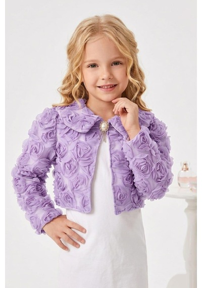 Mnk Baby & Kids Luvia Lase Detay Kız Çocuk Bolero M00812 Lila
