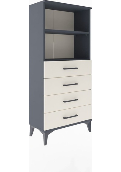 Arges Dolap 2 Raflı 4 Çekmeceli 60x30x134 Antrasit-aytaşı Antrasit