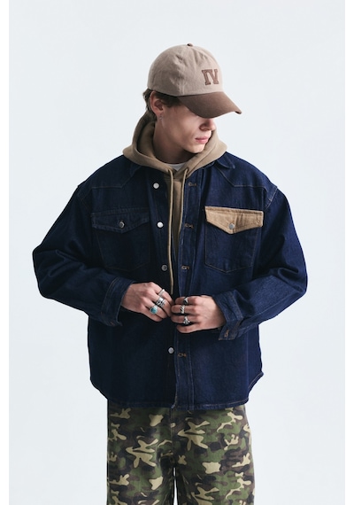 Vamos Oversize Kot Gömlek Lacivert