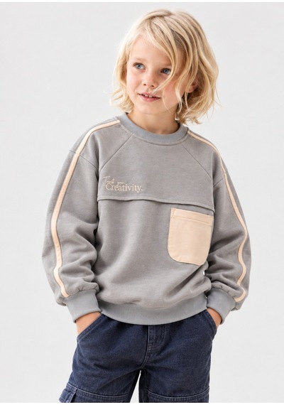 Overdo Kids Erkek Çocuk Cep Detaylı Sweatshırt Gri
