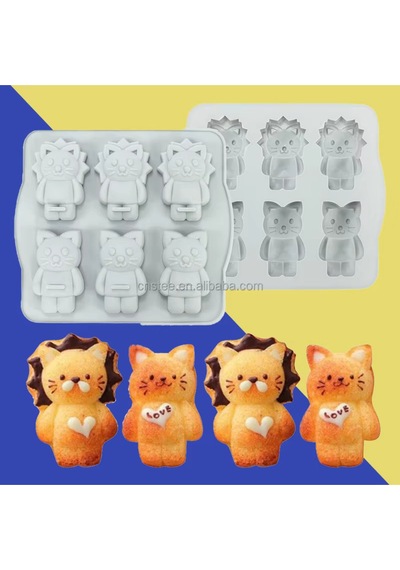 Silikon Kek Sabun Mum Taş Tozu Döküm Kalıbı Kedi Figürleri Gri