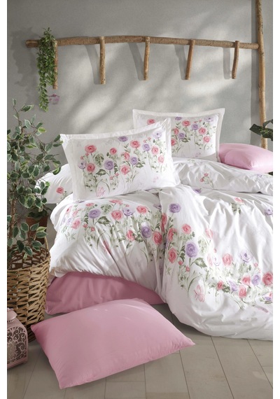 Clasy Ranforce Nevresim Takımı Tek Kişilik Helenka V1 Pembe