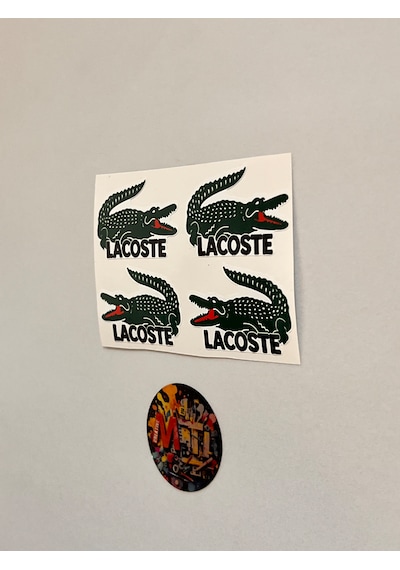 Lacoste Sticker Etiket Jdm Araba-motosiklet Cam Etiket Baskes Direk Arması Etiket 4adet 4,5x3cm Çok Renkli