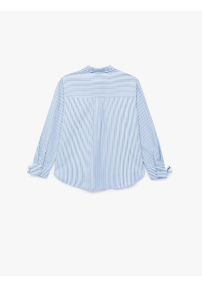 Koton Fiyonk Detaylı Uzun Kollu Gömlek Yaka Oversize Çizgili Gömlek Mavi Çizgili 7wkg60014aw Koton Fiyonk Detaylı Uzun Kollu Gömlek Yaka Oversize Çizgili Gömlek Mavi Çizgili 7wkg60014aw