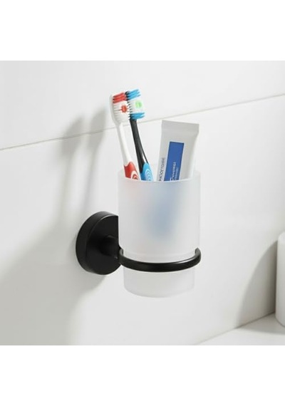 Tr Diş Fırçalık Plastik Hazneli Banyo Wc Duvara Monte Vidalı Dübel Dahil Siyah Tekli Aksesuar Diğer