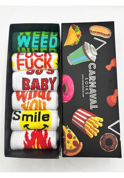 Carnaval Socks 6'lı Gym Spor Tasarımlı Tenis Çorap Seti Renkli