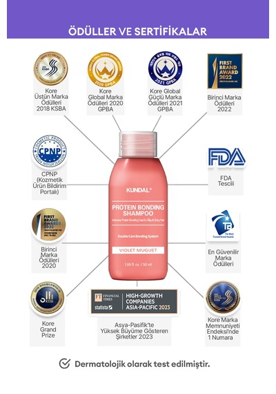 Yoğun Onarıcı Ve Isı Koruyucu Bakım Şampuanı Kundal Protein Bonding Shampoo 50ml Violet Muguet