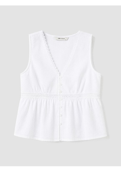 Lcw Vision Ekru V Yaka Dantel Detaylı Peplum Bluz