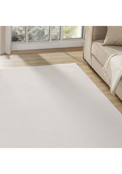 Krem Ton Sür Ton Kabartmalı Modern Halı - Mk0556krl