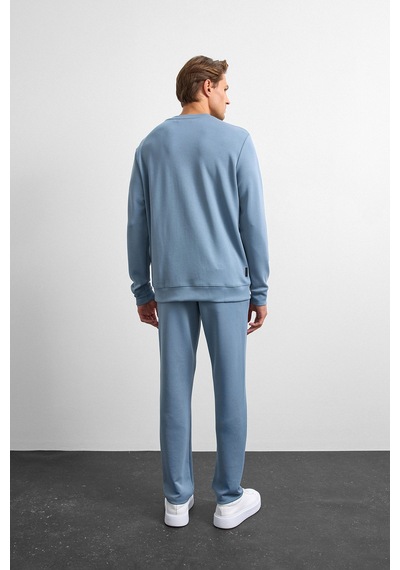 Backandbond Mavi Regular Fit Bisiklet Yaka Sweatshirt