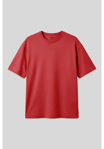 Air Jones Tommy Life Fiesta %100 Pamuk Kalın Yumuşak Dokulu Oversize Fit Basic Erkek T-shirt - 88353 Kirmizi