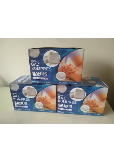 Sanus Steril Gaz Kompres 7.5Cm*7.5Cm 3 Kutu (300 Adet)