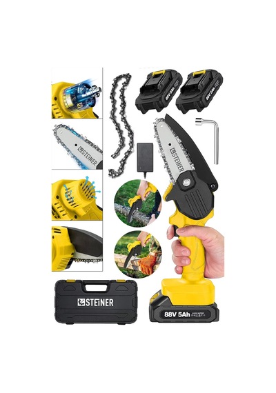 Tr Alman 88 V 5 Ah Çift Akülü Dal Kesme Budama Testere Bıçkı Makinesi Çantalı 10 Cm + Zincir - St0518r21540