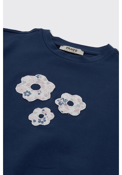Panço Kız Bebek Çiçek Aplike Detaylı Lacivert Sweatshirt