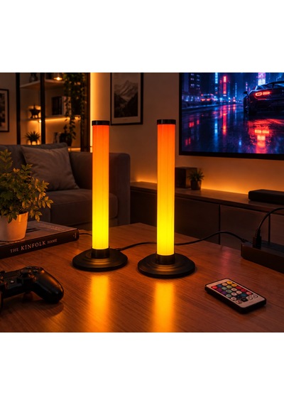 2 Adet Usb Kablolu Rgb Led Çubuk Dekoratif Masa Lambası Kumandalı Renkli Aydınlatma Oyuncular İçin & Tv Arkası Aydınlatma