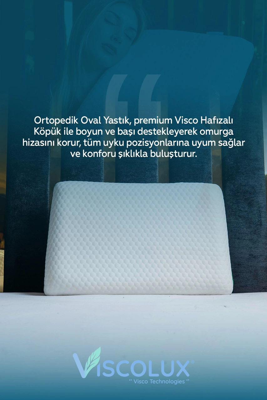 Oval Sabun Ortopedik Visco Yastık - Baş Önleyici Yüksek Yastık 60x40x15 Pembe